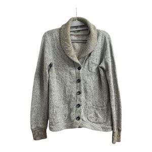 GAP Contrasting Color (Gray & Green) Button Up Cardigan w/ Green Shawl Neckline
